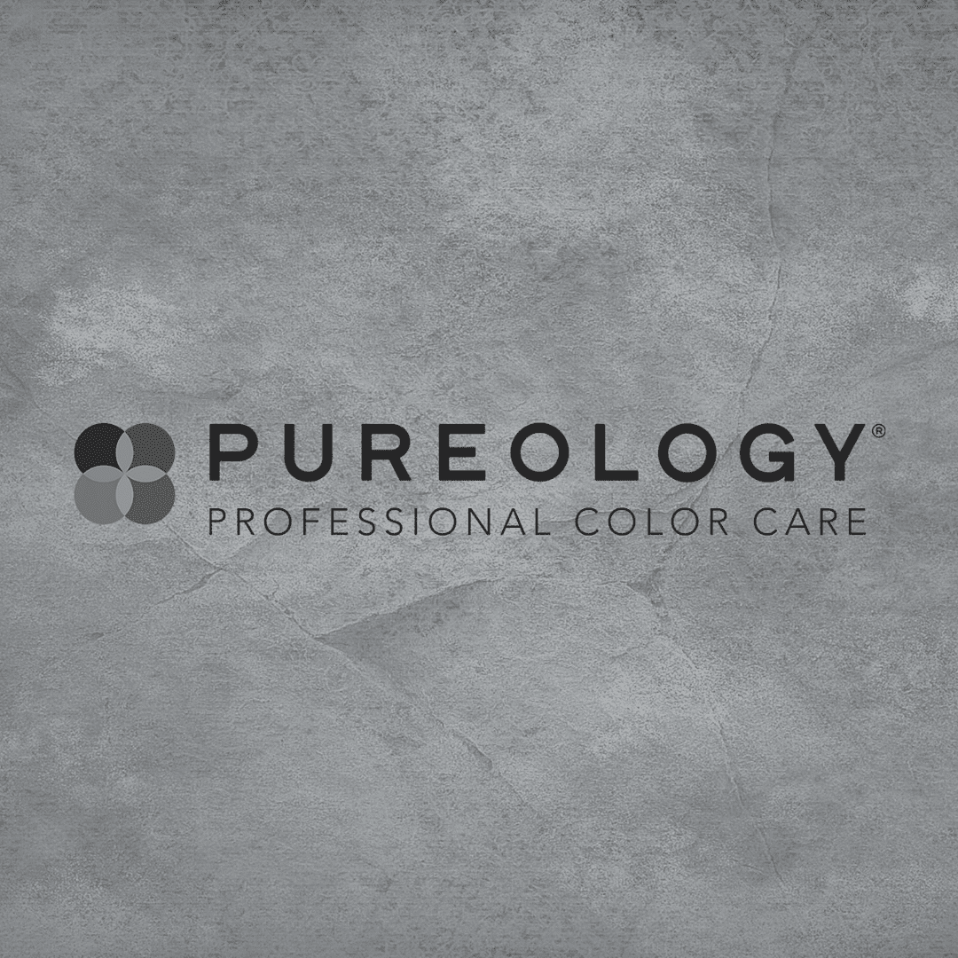 Pureology Professional Color Care logo on a textured gray background.